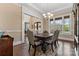 Formal dining room with elegant chairs, wood table, and natural light from large windows at 400 Eden Hollow Ln, Weddington, NC 28104