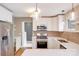 Modern kitchen with stainless steel appliances, sleek white cabinets and quartz countertops at 4541 Bradbury Dr, Charlotte, NC 28209