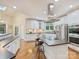 Bright kitchen with white cabinets, stainless steel appliances, skylight, and island seating at 516 White Tail Ter, Waxhaw, NC 28173