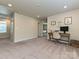 Spacious bonus room featuring neutral carpet, desk area, and ample lighting, perfect for flexible use at 533 Cedar Knoll Cir, Pineville, NC 28134