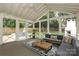 Relaxing sunroom with outdoor views, vaulted ceiling, and comfortable seating area at 6036 Sharon Acres Rd, Charlotte, NC 28210