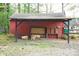 Exterior view of a red shed with carport at 6124 Old Plank Rd, Charlotte, NC 28216
