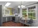 Kitchen boasts gray cabinets, stainless steel appliances and a breakfast nook at 8605 Ducksbill Dr, Charlotte, NC 28277