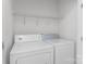 Efficient laundry area with washer, dryer, and wire shelving for organizing cleaning supplies at 12036 Duke Lancaster Dr, Charlotte, NC 28277