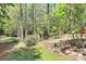 Backyard view with wood stairs and landscaping at 1432 Deer Forest Dr, Fort Mill, SC 29707
