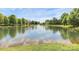 Scenic pond featuring a fountain and lush landscaping, creating a serene and visually appealing environment at 1432 Deer Forest Dr, Fort Mill, SC 29707
