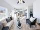 Open concept living room featuring modern furnishings and natural light with view to the kitchen at 1525 Solitude Ct, Kannapolis, NC 28081
