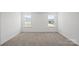 Bedroom features two windows with backyard views, neutral carpet, and bright white walls at 15910 Parkside Crossing Dr # 318, Charlotte, NC 28278