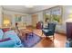 Cozy living room showcasing hardwood floors, vintage furnishings and natural light at 208 Park Ave, Wadesboro, NC 28170