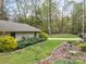 Beautifully landscaped yard with mature trees, lush lawn, and manicured shrubbery at 2600 Gemway Dr, Charlotte, NC 28216