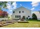 Exterior view of a house backyard with patio, fire pit, lawn, and blue sky at 517 Bertram Rd, Fort Mill, SC 29708