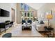 Inviting living room with large windows, hardwood floors, and stylish decor at 5416 Woodcreek Dr, Charlotte, NC 28226