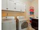 Bright laundry room with modern machines, ample cabinet storage, and convenient sink at 7371 Vanguard Ct, Stanley, NC 28164