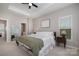 Cozy main bedroom featuring a comfortable bed and convenient access to the ensuite bathroom at 791 Seigle Point Dr, Charlotte, NC 28204