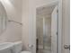 Bathroom featuring single sink vanity, toilet, and glass enclosed shower at 13311 Union Square Dr, Huntersville, NC 28078