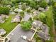 Overhead view of a residential area with houses, roads, trees, and a community pool at 2756 Von Thuringer Ct, Charlotte, NC 28210