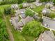 Aerial view of the neighborhood with mature trees and community landscaping at 2756 Von Thuringer Ct, Charlotte, NC 28210