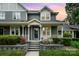 Charming home featuring a welcoming front porch with decorative columns and beautiful landscaping at sunset at 2756 Von Thuringer Ct, Charlotte, NC 28210
