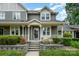 Charming home featuring a welcoming front porch with decorative columns and beautiful landscaping at 2756 Von Thuringer Ct, Charlotte, NC 28210
