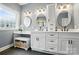 Bright bathroom featuring double sinks, vanity, sleek fixtures, and modern design at 3011 Patrick Place Cir, Clover, SC 29710
