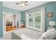 Comfortable bedroom with neutral walls, a large window, and easy access to the dining room at 3011 Patrick Place Cir, Clover, SC 29710