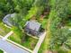 Aerial view of a home showcasing its well-maintained landscaping, lush green lawns, and mature trees at 3095 Foggy Hollow Ln, Clover, SC 29710