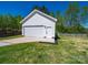 Detached two-car garage with a side door, offering secure parking and extra storage space at 4189 Brandy Creek Ct, Clover, SC 29710
