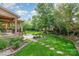 Landscaped backyard featuring a patio and lush lawn at 4904 Ardenetti Ct, Mint Hill, NC 28227