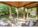 Covered outdoor patio with elegant seating and view of landscaped yard at 4904 Ardenetti Ct, Mint Hill, NC 28227