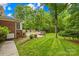 Tranquil backyard showcasing a well-maintained lawn, vibrant greenery, and a charming deck by the sparkling pool at 6744 Wheeler Dr, Charlotte, NC 28211