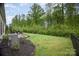 Landscaped backyard with a well-maintained lawn, mulch beds, and privacy fencing, perfect for outdoor enjoyment at 7518 Porrera St, Charlotte, NC 28214