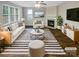 Bright living room with stylish furnishings, a cozy fireplace, and large windows offering ample natural light at 9527 Scotland Hall Ct, Charlotte, NC 28277