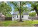 Lush backyard featuring a shed, patio, manicured lawn and mature trees at 2414 Remount Rd, Charlotte, NC 28208