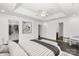 Serene bedroom with tray ceilings, ensuite bathroom, walk-in closet and modern furnishings at 3214 Park South Station Blvd, Charlotte, NC 28210