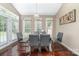 Modern dining room boasting hardwood floors, a glass table, and six upholstered chairs at 3248 Park South Station Blvd, Charlotte, NC 28210