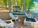 Lakeside view with lounge chairs near a fire pit and stacked kayaks for endless water adventures at 562 Amalfi Dr, Davidson, NC 28036
