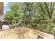 Wooden deck with a wood and metal railing overlooking a lush, green backyard at 6921 Thermal Rd, Charlotte, NC 28211