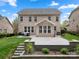 A two story home's backyard includes a paver patio, well maintained lawn, and landscaping at 9069 Blue Ridge Dr, Indian Land, SC 29707