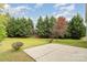 Spacious backyard with a patio, surrounded by lush greenery and mature trees, perfect for outdoor enjoyment at 10325 Merlin Meadows Ct, Charlotte, NC 28277