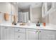Bright bathroom with double sink vanity, white cabinets and great counter space at 11204 Arlen Park Dr, Huntersville, NC 28078
