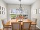 Bright dining area with a wooden table and chairs with a backyard garden view at 20132 Tailwind Ln, Cornelius, NC 28031