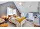 Bedroom features a vaulted ceiling, modern decor and plenty of room at 428 Pinehaven Dr, New London, NC 28127