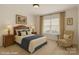 Cozy bedroom with a queen bed, soft lighting, and comfortable armchair at 489 26Th Ne Ave # C, Hickory, NC 28601