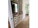 Bathroom featuring a granite vanity, white cabinetry, and tile flooring at 705 3Rd Nw Ave, Hickory, NC 28601