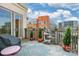 Balcony featuring modern outdoor furniture, a water fountain, and potted plants with city views at 718 W Trade St # 808, Charlotte, NC 28202