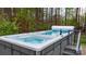Backyard featuring a hot tub and swim spa, perfect for relaxation and exercise at 7268 Kiskadee Dr, Denver, NC 28037