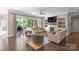 Bright living room featuring a fireplace, large windows, and comfortable seating, creating a seamless indoor-outdoor living experience at 7944 Park Rd, Charlotte, NC 28210