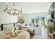 Bright and airy living room features hardwood floors, large windows, and stylish chandelier at 1105 Reece Rd, Charlotte, NC 28209