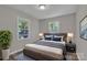 Relaxing bedroom featuring a bed, two windows, and modern nightstands at 111 Quinn Ave, Gastonia, NC 28054
