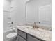 Bathroom with a single sink, granite countertop, and shower at 1125 Hallman Branch Ln, Lincolnton, NC 28092